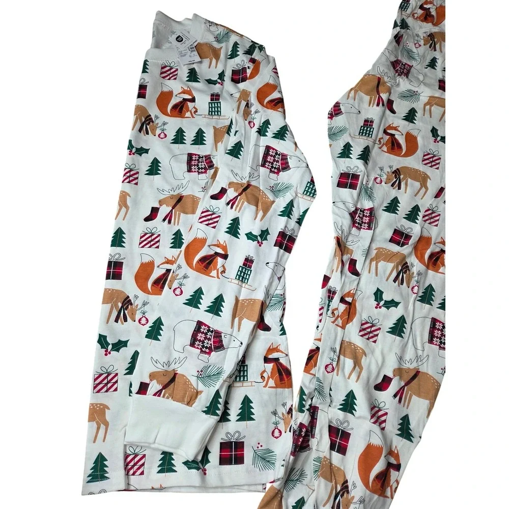The PJs Place Adult S/P Pajamas Set Winter‎ Animals Trees Fox Deer Polar Bear